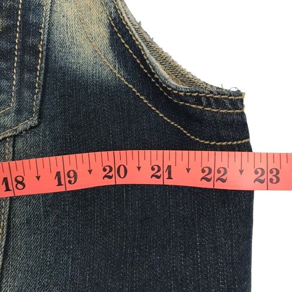 BARE FOX VTG Denim Vest XL Blue Retro Gorpcore Goth Cowboy Western Outdoor Y2K - Picture 7 of 8